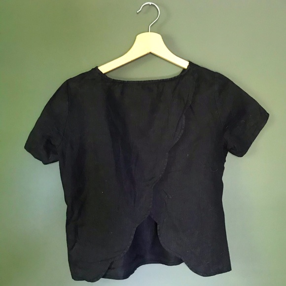 Madewell Scenic View linen open-back black top - Picture 3 of 6